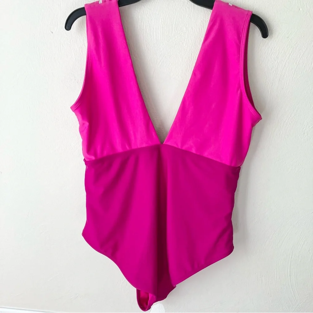 Aava‎ Hot Pink Fuchsia Aria Deep Plunge One Piece Swimsuit